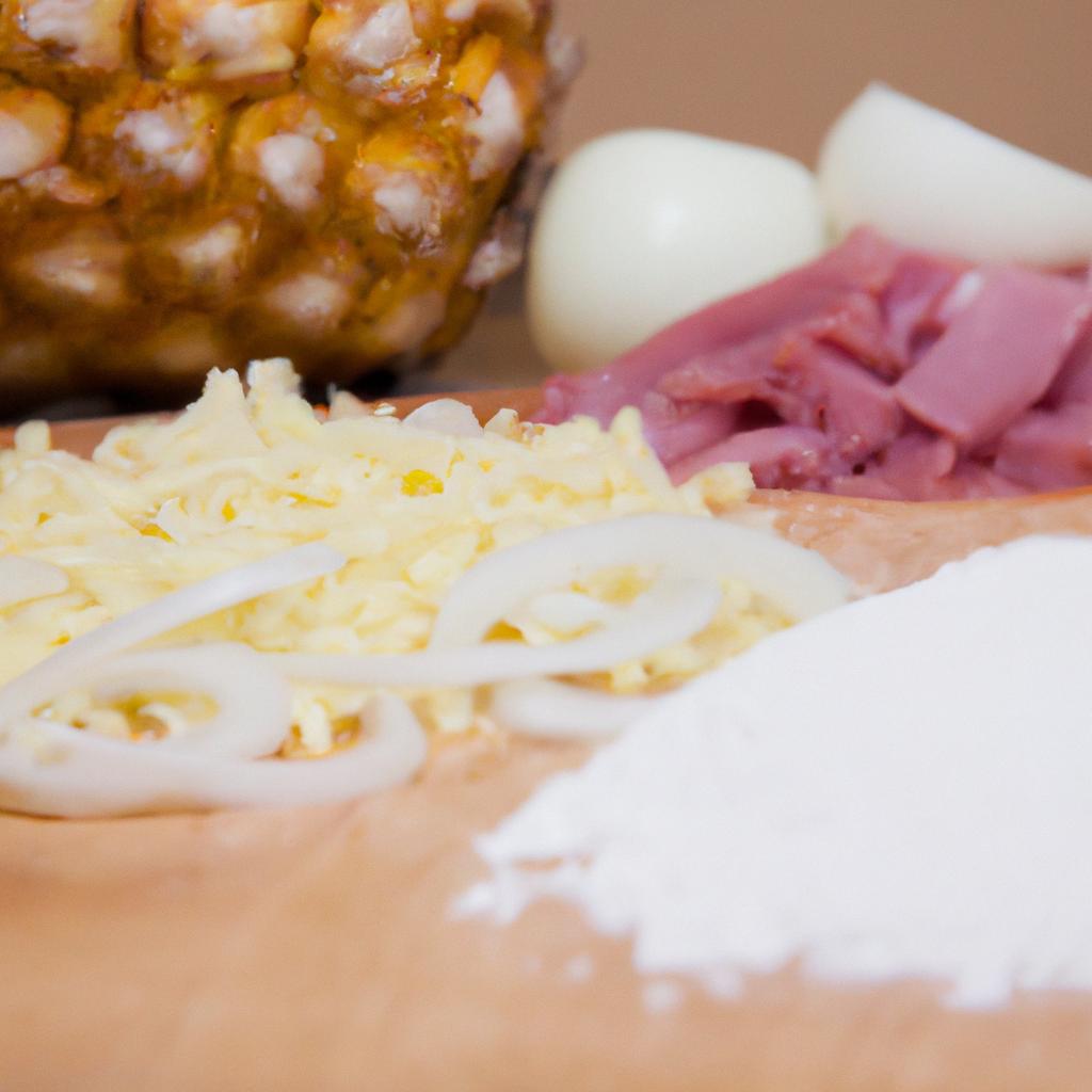 Zutaten für eine köstliche Pizza Hawaii